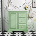 30 Inch Bathroom Vanity Cabinet With Ceramic Basin, 3 Drawers And Adjustable Shelves Green Bathroom Solid Wood Mdf