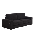 86.5 Inch Sofa Couch Deep Seat Sofa With Two Storage Spaces, T Pyce Charging Portsusb Charging Ports & 2 Cup ,Corduroy 3 Seater Couch, Modern Sofas For Living Room Black Foam Corduroy 3 Seat