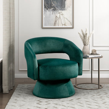 Modern Luxury Swivel Accent Chair 1Pc Green Velvet Upholstery Solid Wood Stylish Home Furniture Green Primary Living Space Luxury,Modern Plywood,Solid Wood