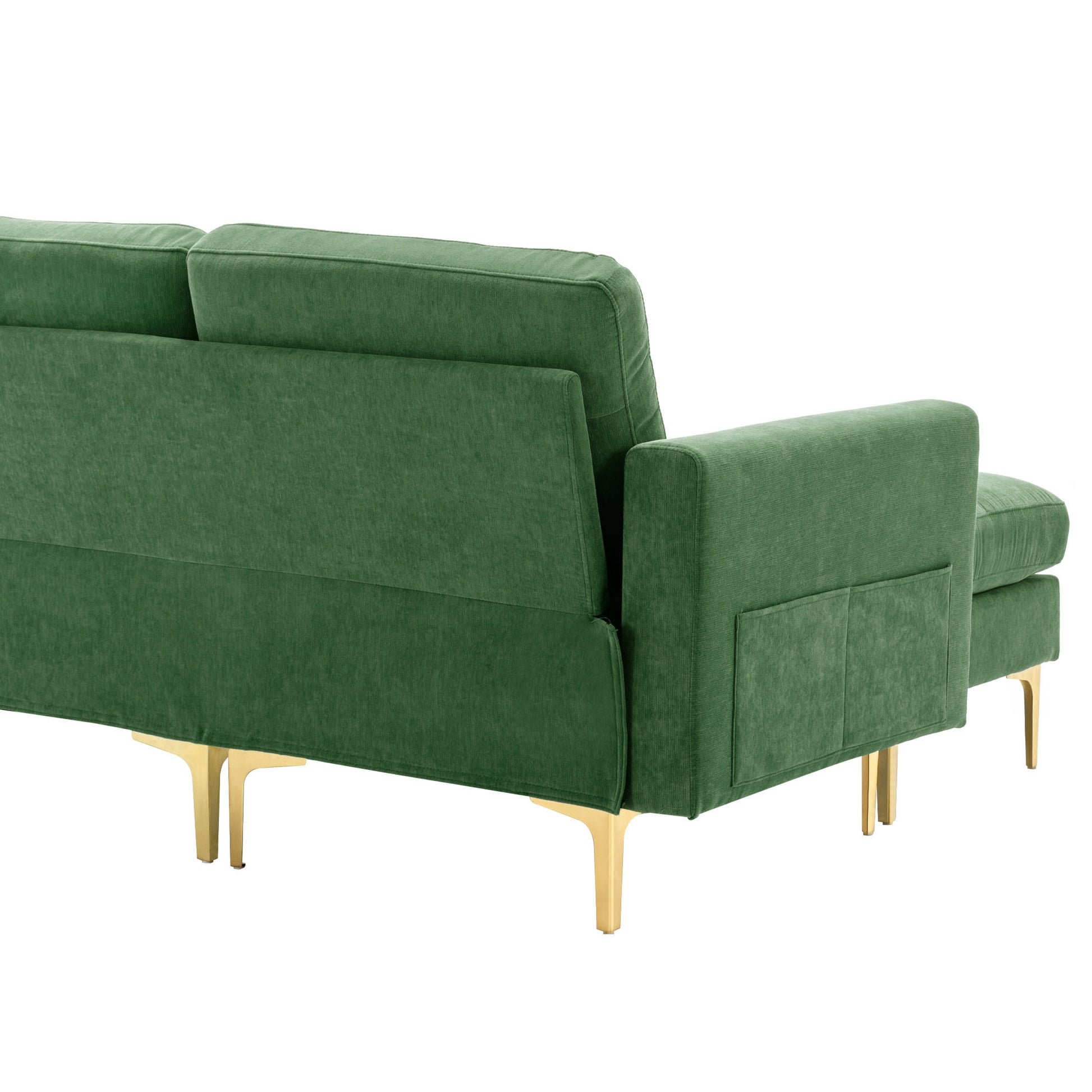 110" L Shape Convertible Sectional Sofa Couch With Movable Ottoman For Living Room, Apartment, Office, Green Green Foam Velvet 4 Seat