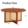 A Natural And Elegant Deep Red Wooden Coffee Table With Artificial Rattan Decorations, Perfect For A Fashionable Living Room And Comfortable Tea Drinking Time Red Wood