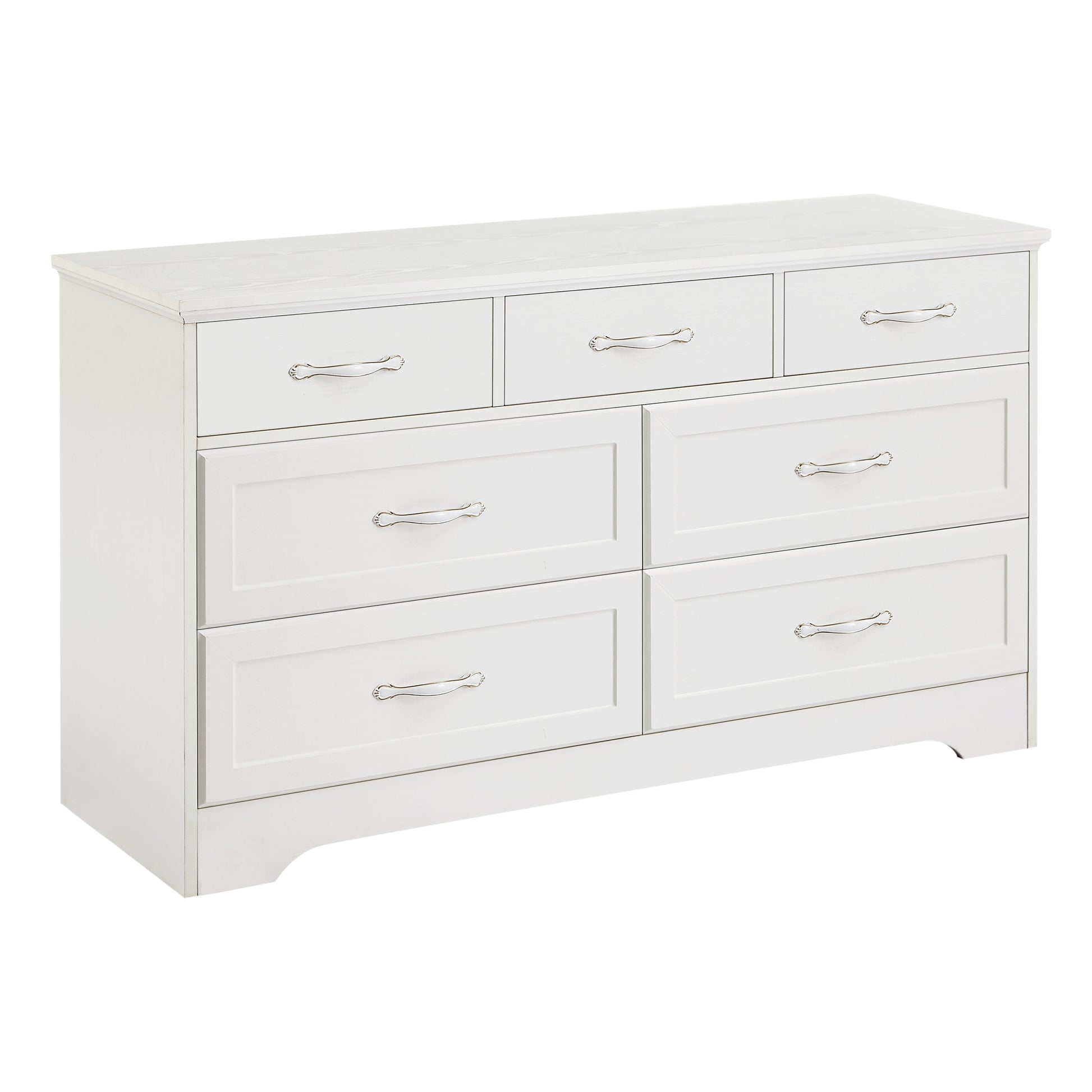 Modern 3 Drawer Bedroom Chest Of Drawers With 7 Drawers Dresser, Clothes Organizer Metal Pulls For Living Room, Bedroom, Hallway, White, 47.6 L X 15.7 W X 26.6 H 5 Or More Drawers White White Drawers Included Particle Board Mdf