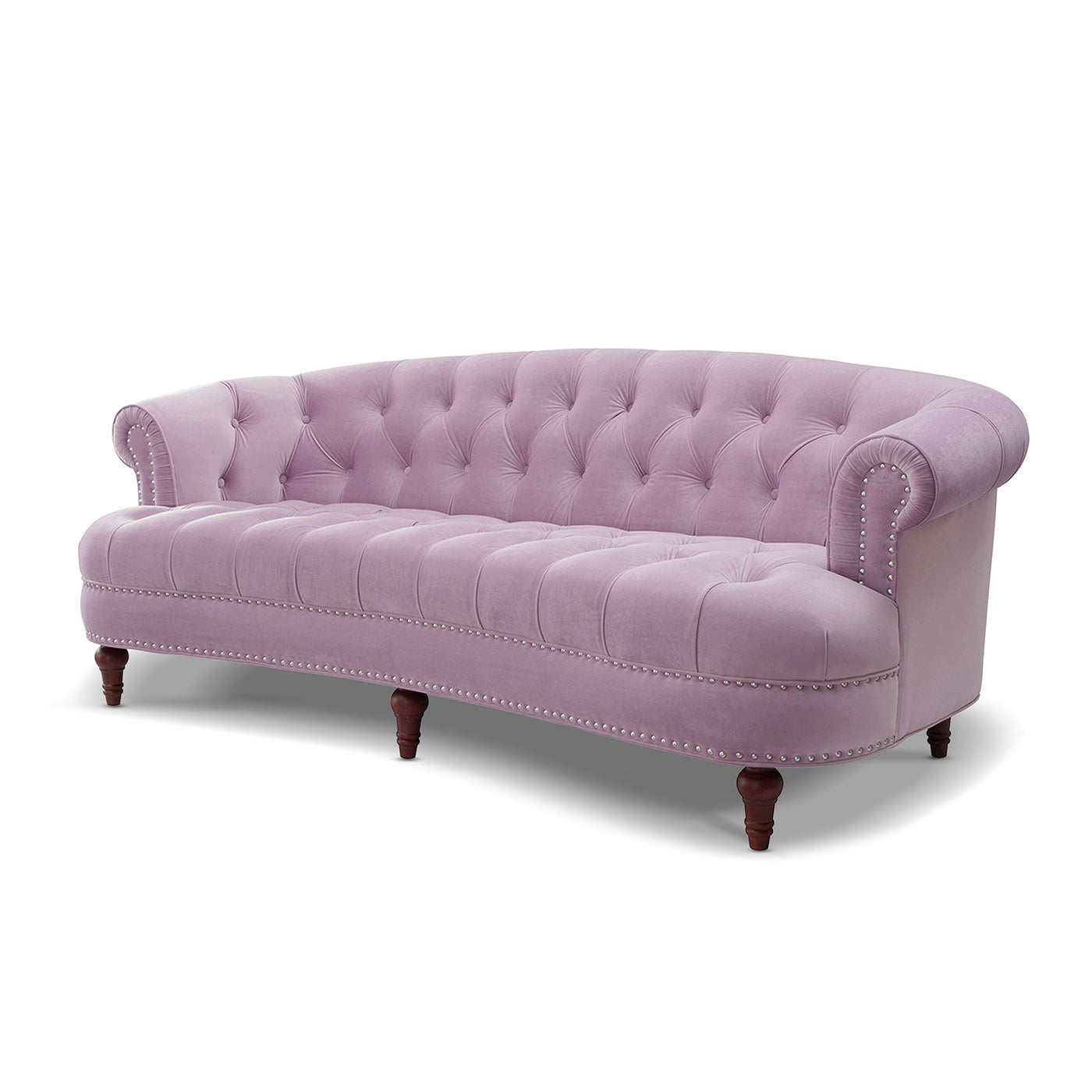 La Rosa Victorian Chesterfield Tufted Sofa, Lavender Velvet Lavender Purple Foam Velvet 3 Seat
