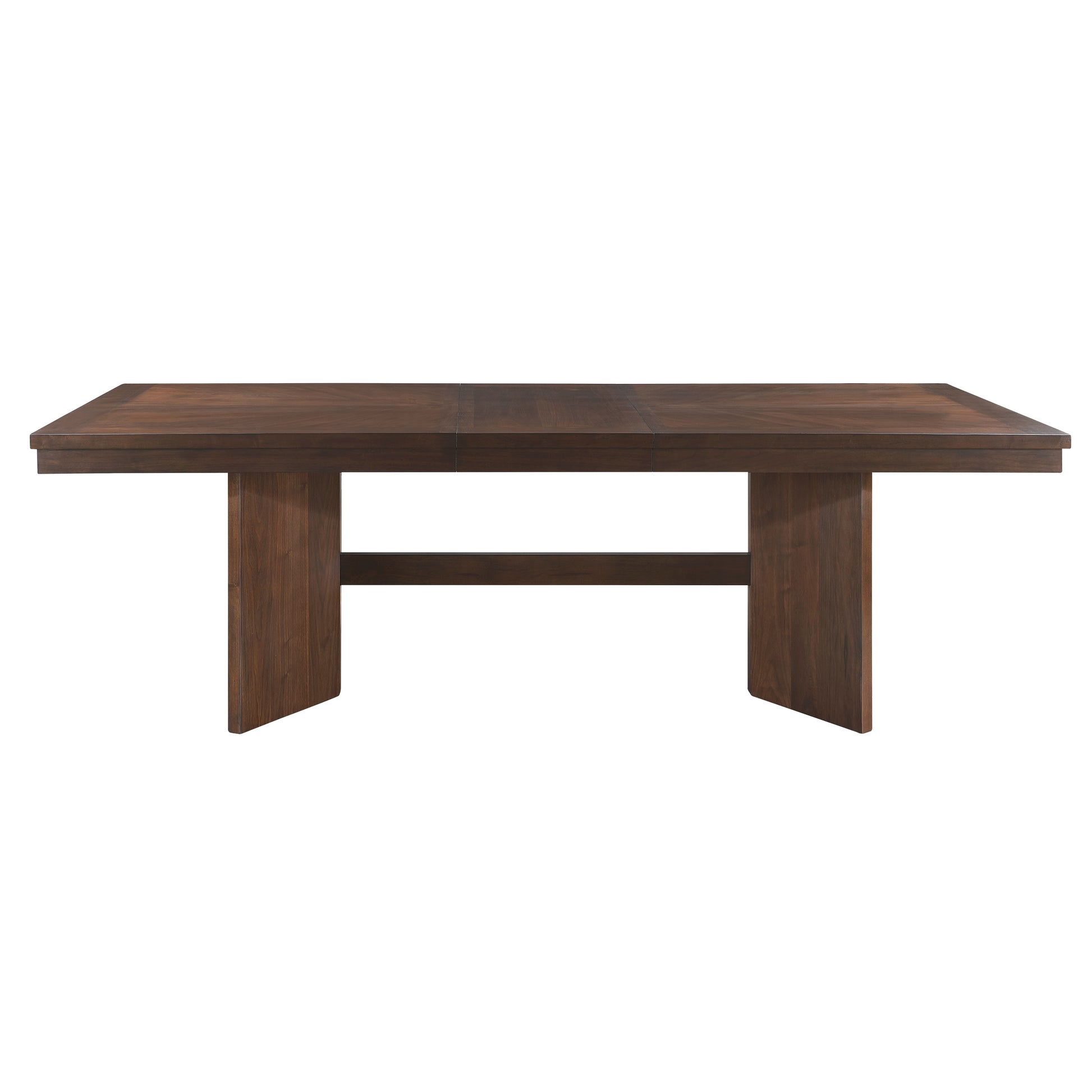 Walnut Finish Wood Dining Table With Self Storing Extension Leaf 1Pc Trestle Base V Angled Design Modern Dining Furniture Walnut Seats 8 Dining Room Kitchen & Dining Tables Rectangular Wood Trestle