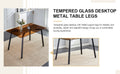 Table And Chair Set.Dark Brown Tempered Glass Tabletop, Black Metal Legs, Dining Table, Work Desk,Dark Brown Transparent Dining Chair. Suitable For Dining Room, Is A Good Choice For Families. Dark Brown Seats 6 Glass