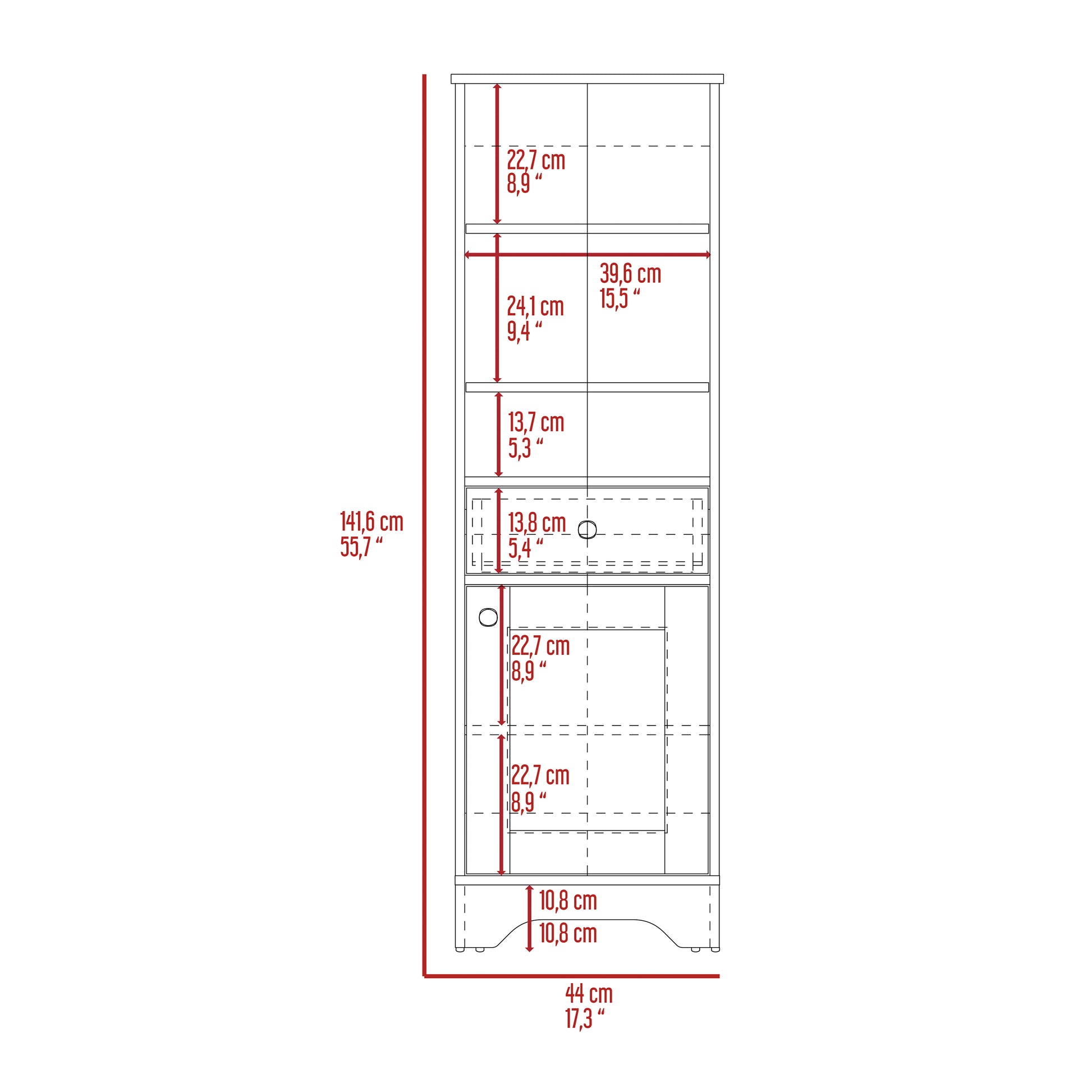 Alaskan Linen Cabinet, One Drawer, Single Door Cabinet 1 Gray 1 5 18 To 23 In 36 To 59 In Bathroom Freestanding Contemporary 10 15 Inches Melamine Engineered Wood