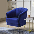 Blue And Gold Tufted Back Accent Chair Blue Primary Living Space Modern Eucalyptus Wood Fabric