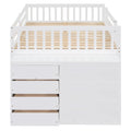 Full Over Full Bunk Bed With 4 Drawers And 3 Shelves White Full White Solid Wood