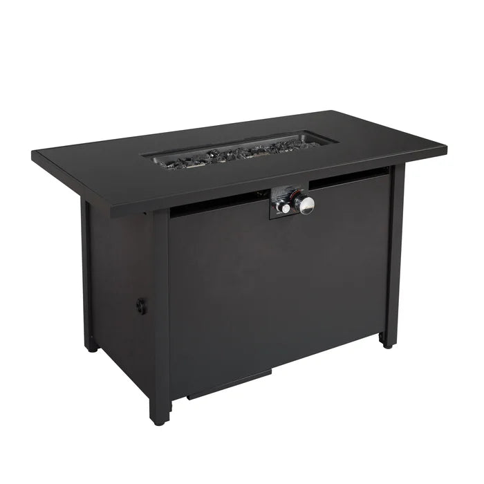 25" H X 42" W Steel Outdoor Fire Pit Table With Lid Black Steel