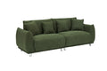 An 86.6 Inch Teddy Wool Black Sofa With Four Throw Pillows And Hardware Feet Makes It Comfortable To Sit In An Apartment Bedroom Without Taking Up Space Green Fabric 2 Seat