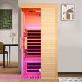 Canadian Hemlock Single Sauna Room Ancient Oak Wood Paper Glass