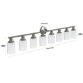 Modern 8 Light Vanity Wall Sconce, Brushed Nickel Finish With Frosted Glass Shades For Bathroom Or Hallway Lighting No Bulbs Brushed Nickel Glass,Iron