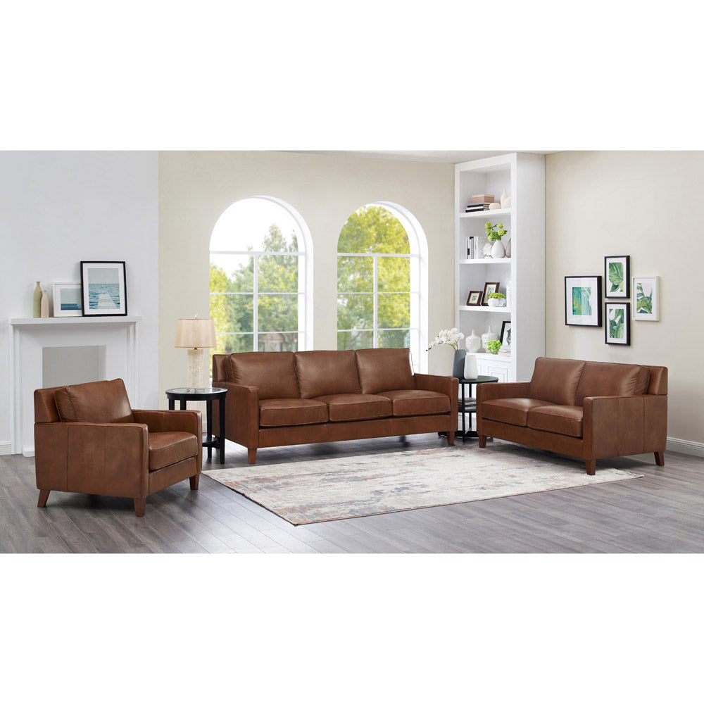 Ashby Leather Sofa Pecan Down Filling Leather 3 Seat