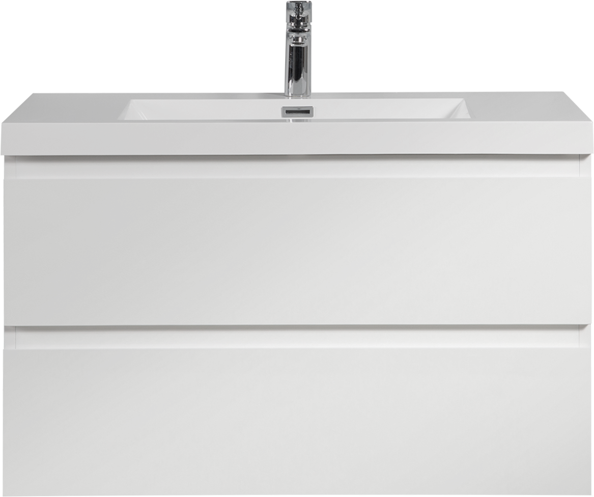 36" Floating Bathroom Vanity With Sink, Modern Wall Mounted Bathroom Storage Vanity Cabinet With Resin Top Basin And Soft Close Drawers, Glossy White 24V11 36Gw Glossy White Wood