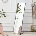 The 4St Generation Aluminum Alloy Metal Frame Wall Mounted Full Body Mirror, Bathroom Makeup Mirror, Bedroom, Decorative Mirror, Clothing Store, Floor Mounted Large Mirror, Black 63 