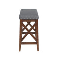 Saddle Barstool Charcoal Wood Fabric