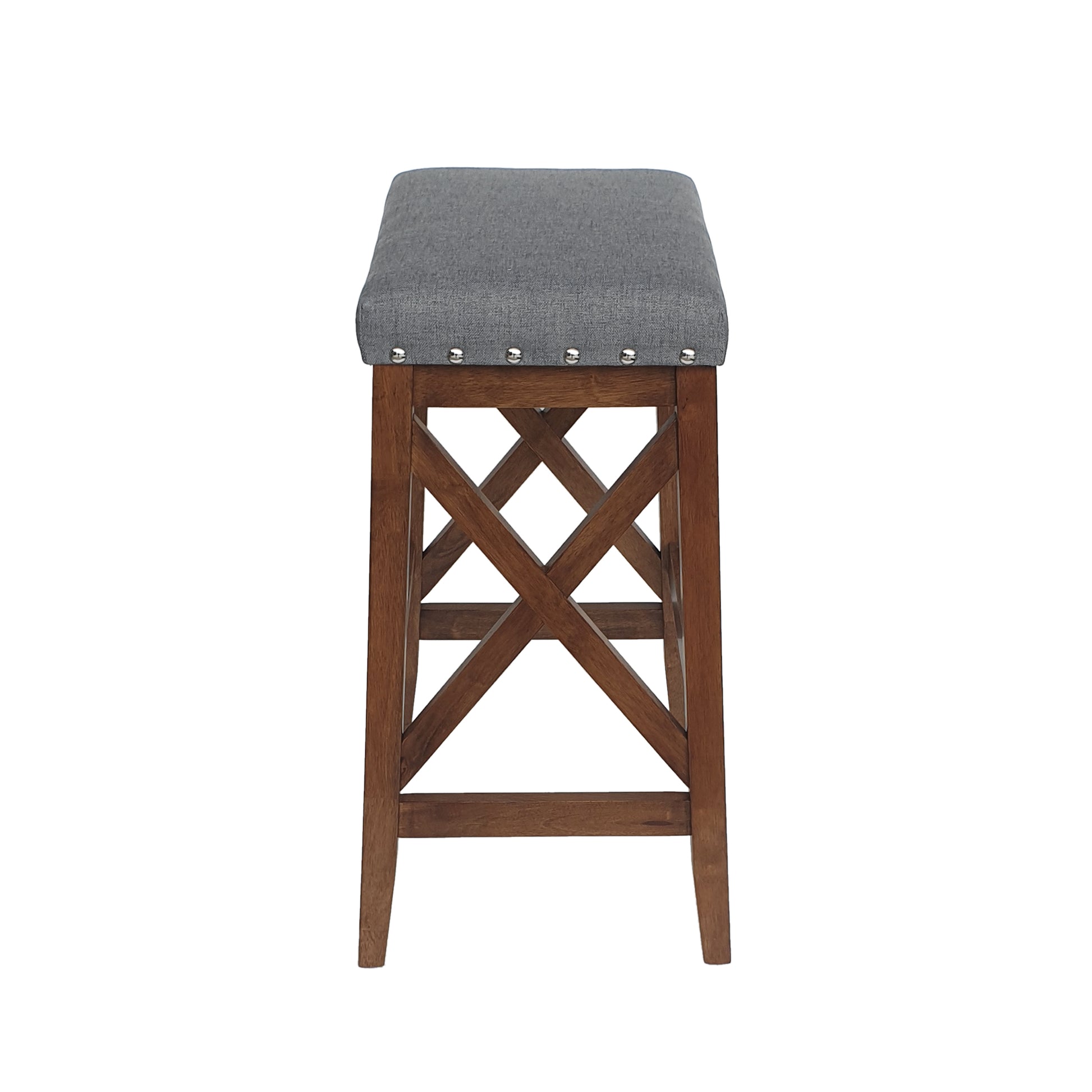 Saddle Barstool Charcoal Wood Fabric