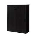 Sleek Red Cocoa 2 Door Shoe Cabinet With 5 Interior Shelves For Storage Dark Brown Mdf