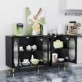 Modern Accent Sideboard Cabinet With Acrylic Doors, Freestanding Storage Cupboard Console Table For Kitchen Dining Living Room Hallway Office, Black Black Mdf Metal