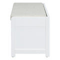 Distressed Shutter Storage Bench With Acacia Veneer For Retro Charm For Living Room, Entryway White White Mdf