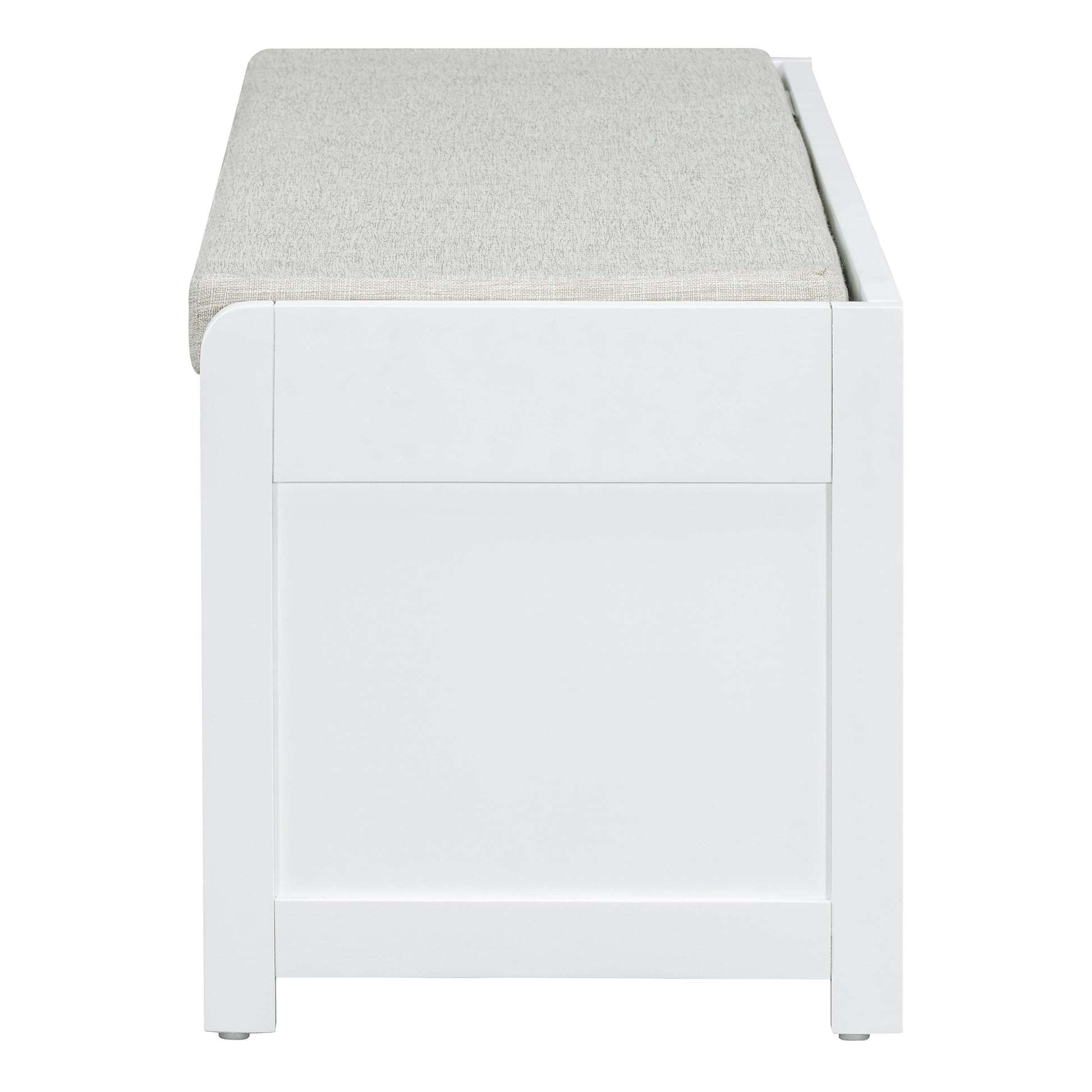 Distressed Shutter Storage Bench With Acacia Veneer For Retro Charm For Living Room, Entryway White White Mdf