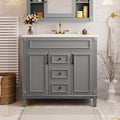 36'' Bathroom Vanity With Top Sink, Modern Bathroom Storage Cabinet With 2 Soft Closing Doors And 2 Drawers, Single Sink Bathroom Vanity Grey Bathroom Mdf