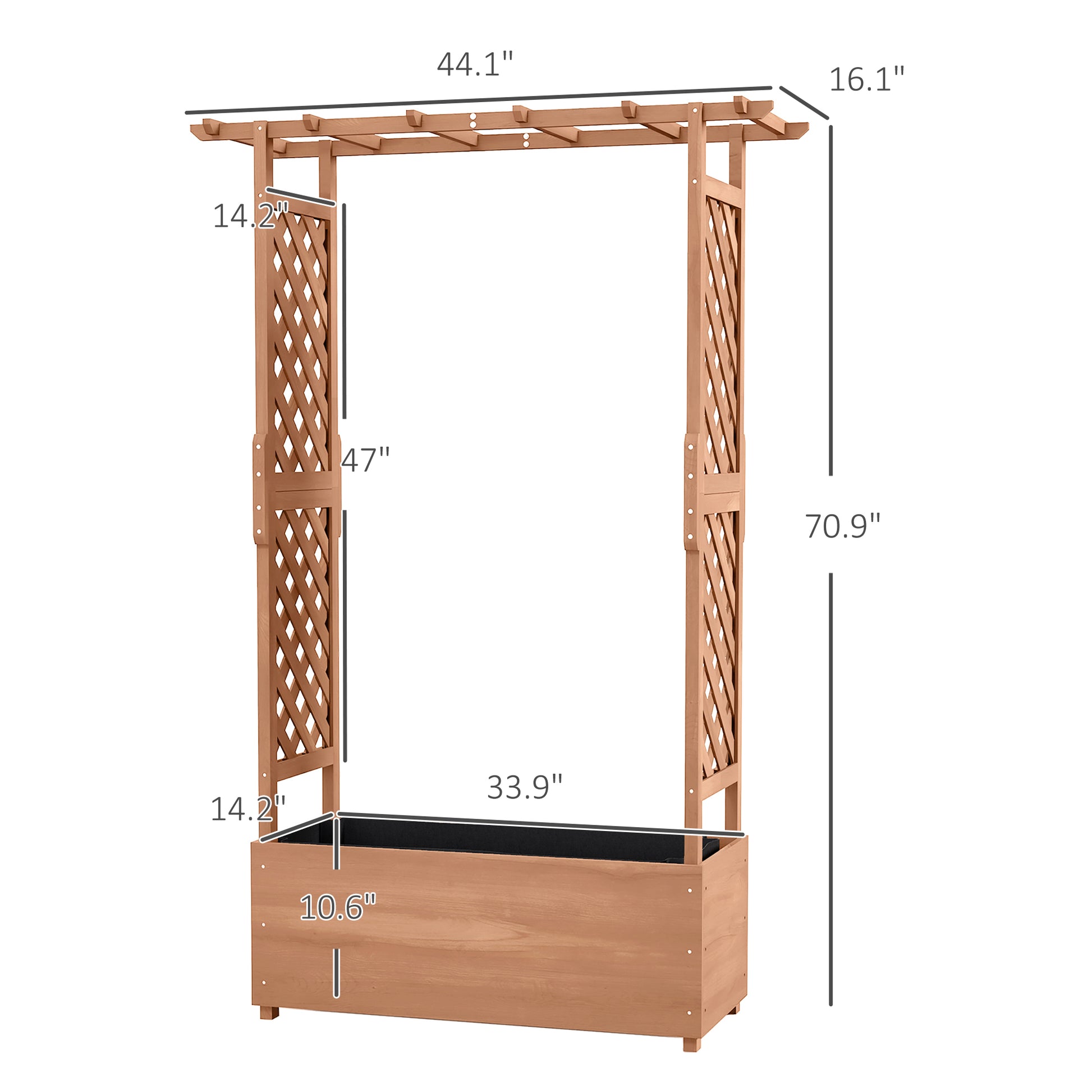 arch trellis planter box Outsunny Raised Garden Bed With Arch Trellis For Vine Climbing Plants,