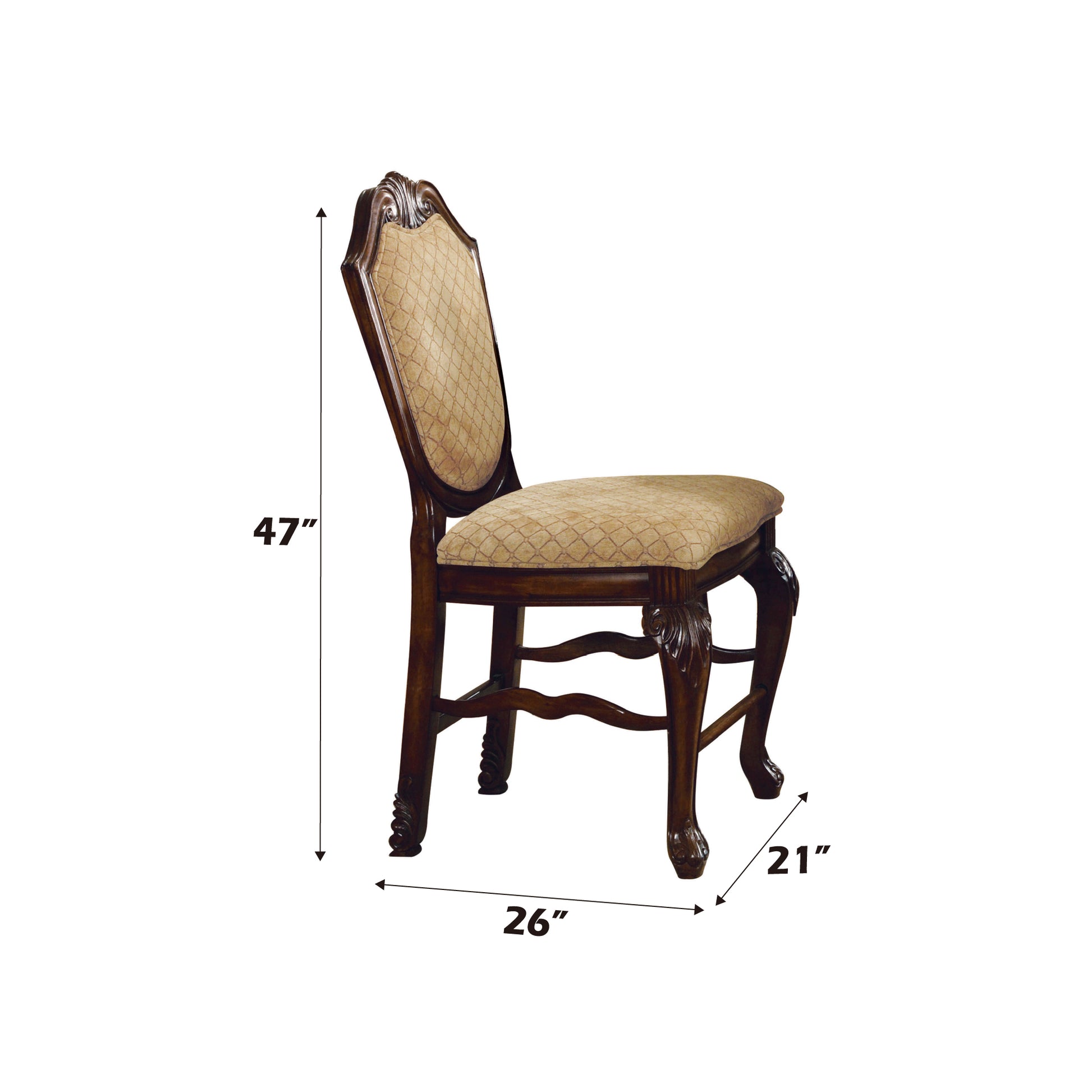 Chateau De Ville Counter Height Chair Set 2 , Fabric & Espresso 64084A Espresso Upholstered