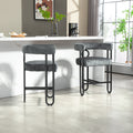 Coolmore Bar Stools Set Of 2, Modern Bar Stool With Back, Black Metal Frames, Upholstered Bar Stools For Kitchen Island, Pub, Club Gray Chenille Gray Dining Room Foam Chenille