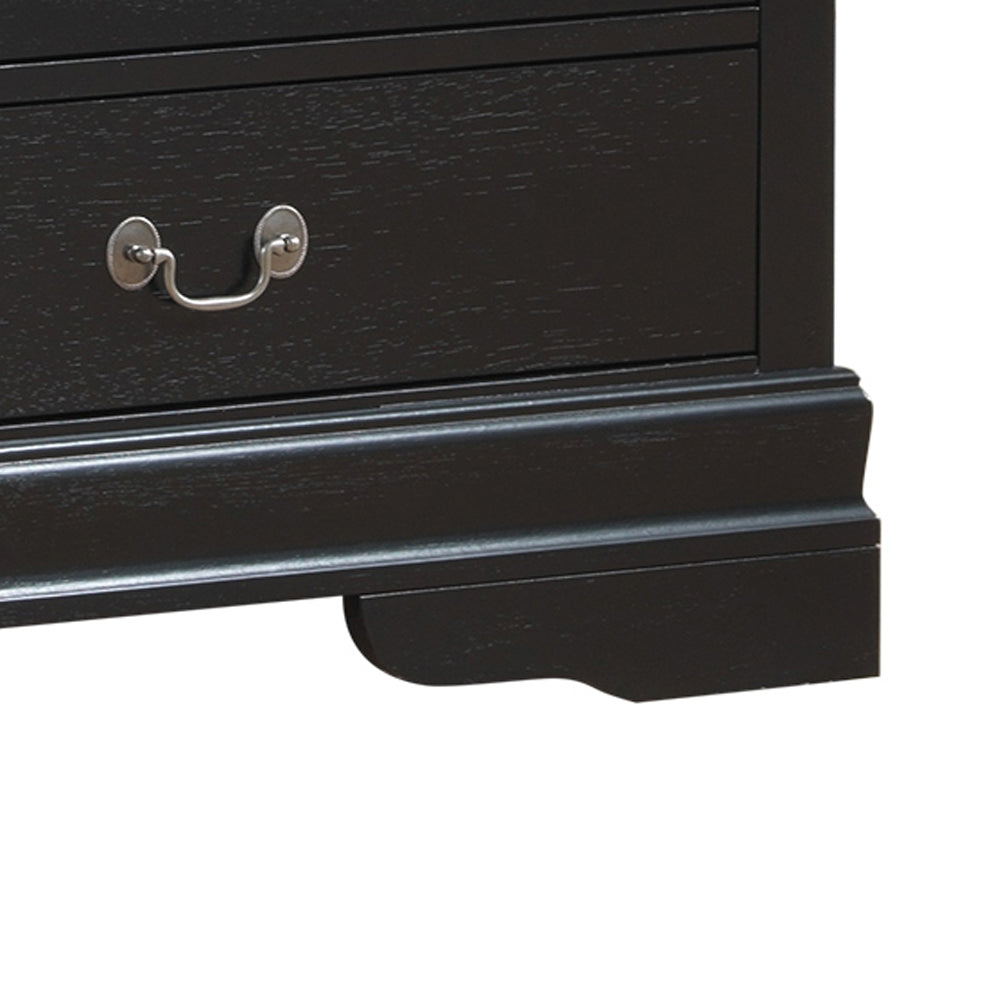 Elegant Traditional Black Dresser Black 5 Drawers & Above Partice Board Mdf Pine Wood