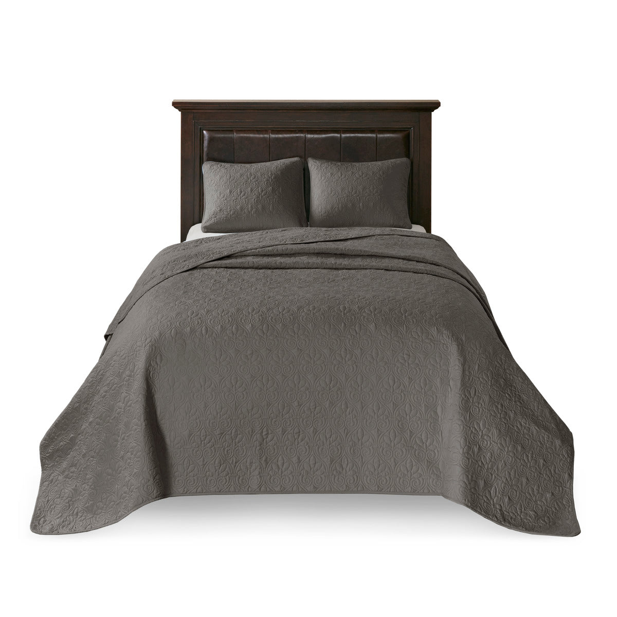 Reversible Bedspread Set Dark Grey Queen Dark Grey Cotton