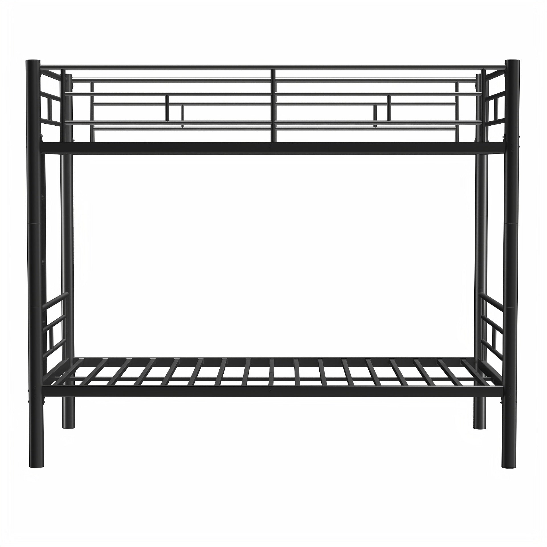 Bunk Bed Twin Over Twin Size With Ladder And High Guardrail, Able To Split, Metal Bunk Bed, Storage Space, Noise Free, Black Twin Black Metal Bedroom Metal