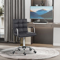Homcom Home Office Chair, Modern Computer Desk Chair, Task Chair With Upholstered Pu Leather, Adjustable Height, Swivel Wheels, Black Black Faux Leather