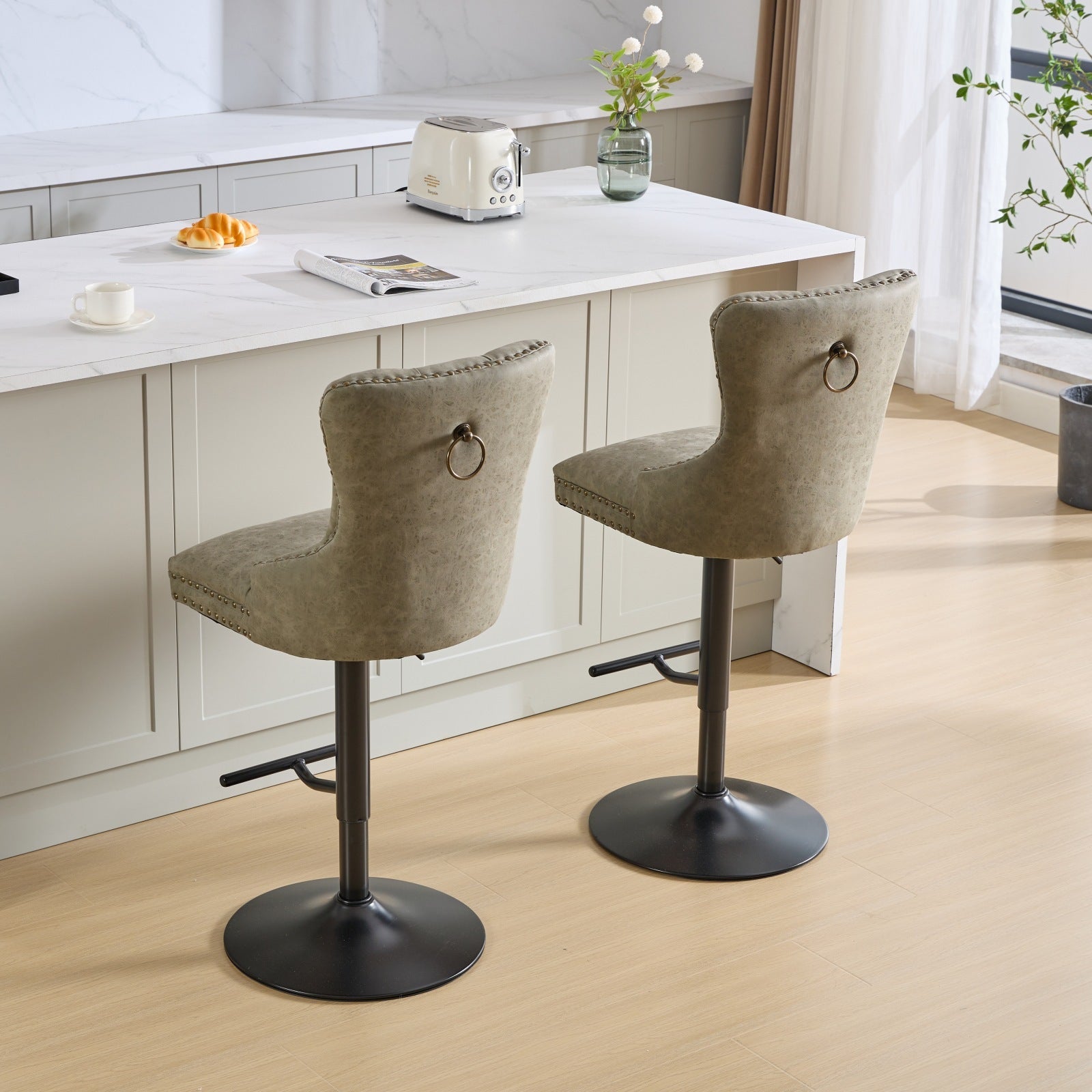 Aged And Retro Pu Swivel Barstools Adjusatble Seat Height From 25 33 I