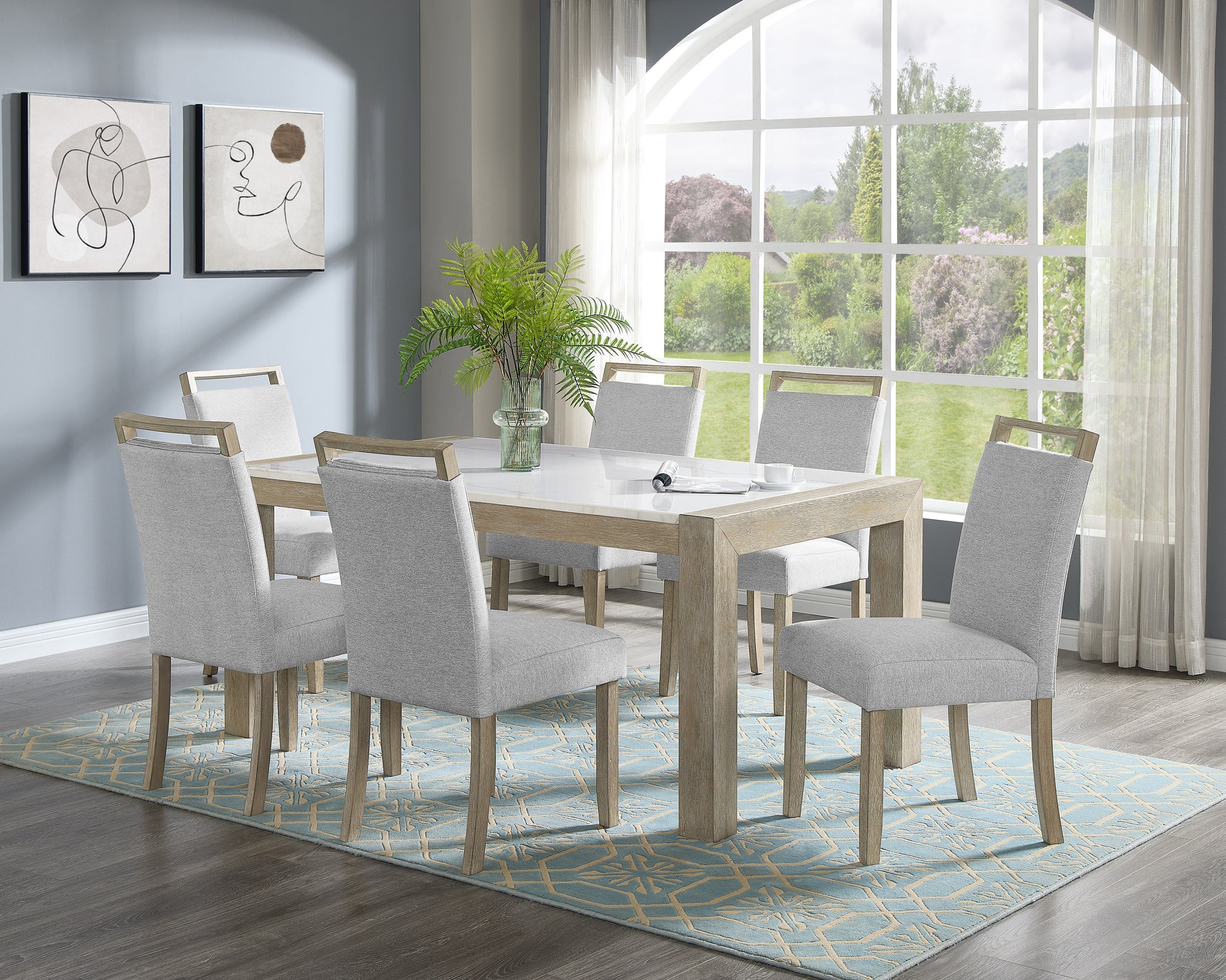 1Pc White Genuine Marble Stone Dining Table Dining Room Wooden Contemporary Formal Solid Wood Veneer Standard Height White Light Brown Seats 6 Dining Room Contemporary,Transitional Rectangular Rectangular Marble