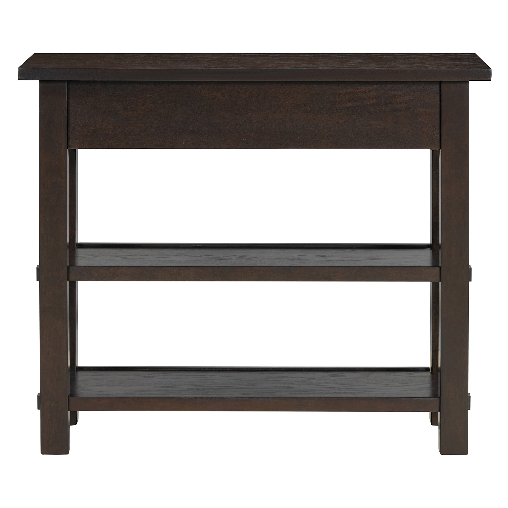 Retro Console Table With Drawer And Two Sturdy Shelves For Entryway, Living Room Espresso Espresso Mdf,Rubber Wood