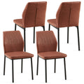 Brown Pu Leather Dining Chairs Living Room Chair Modern Kitchen Armless Side Chair With Metal Legs Set Of 4 Metal Plaid Brown Dining Room Powder Coated Foam Dry Clean Modern Dining Chairs Solid Back Set Of 4 Or More Foam Pu Leather