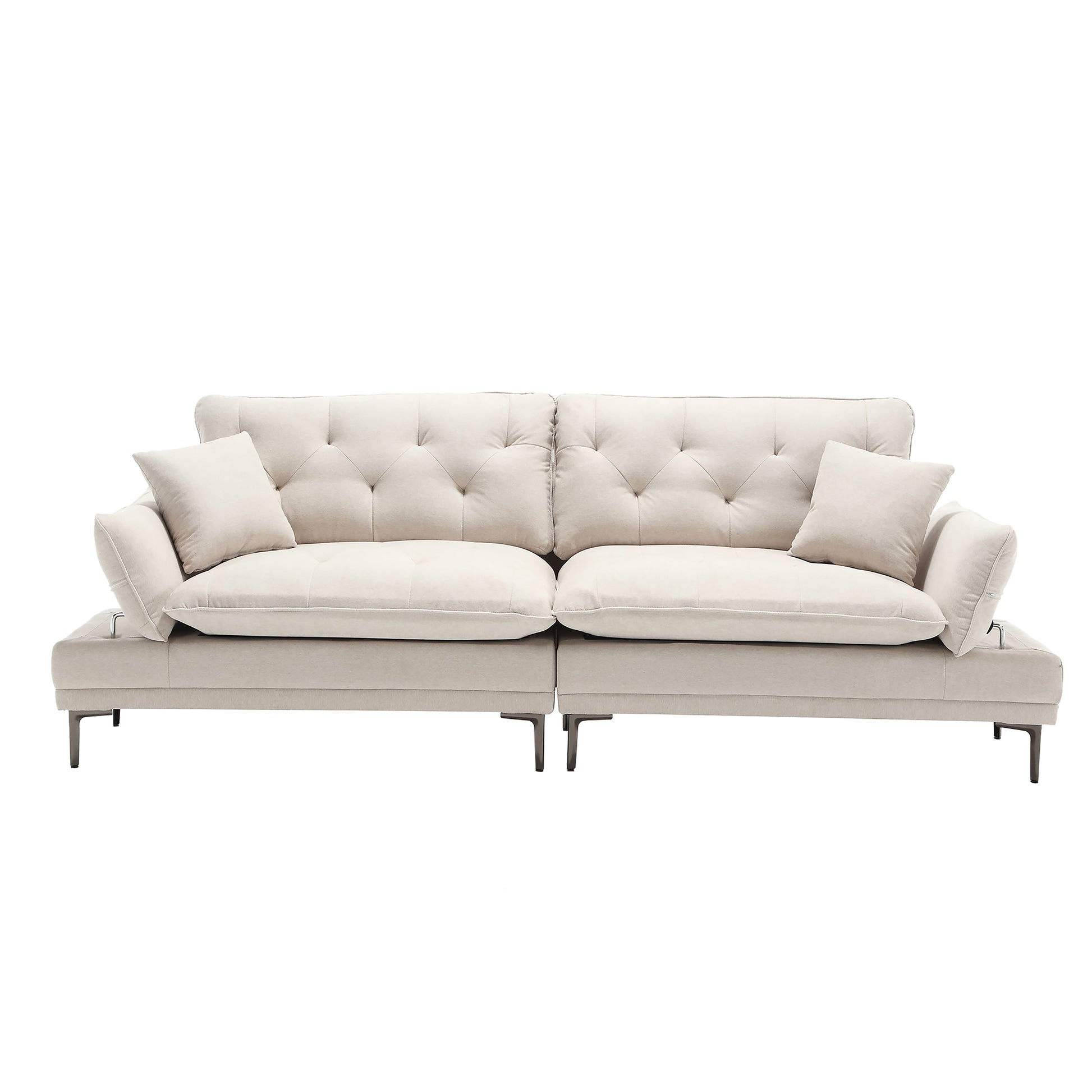 United Linen Sofaaccent Sofa Seat Sofa With Metal Feet Beige Linen 3 Seat