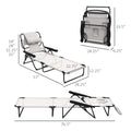 Outsunny Tanning Chaise Lounge Chair, 4 Position Beach Chair With Face & Arm Holes, Pillow Headrest, Adjustable Sunbathing Chair, Cream White Cream White Steel