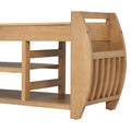 Retro Multifunctional Storage Bench With Cushion And Curved Side Panel For Entrance And Living Room Natural Natural Mdf
