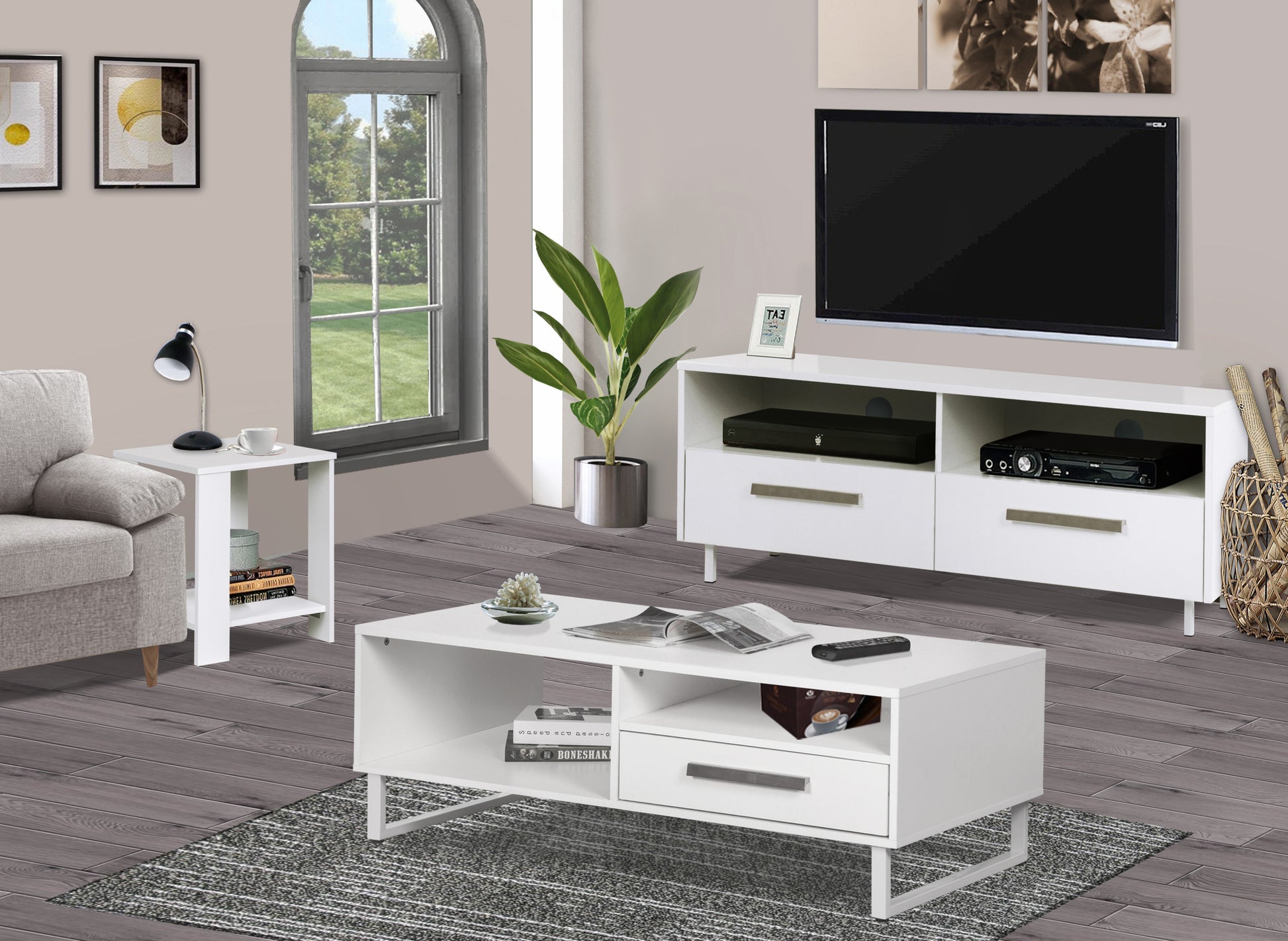 Tv Stand Modern White Media Console Entertainment Center With Storage Fits 75" Tv" White 70 79 Inches Solid Wood