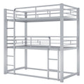 Metal Twin Size Triple Bunk Bed, Silver Old Sku: Sm000230Aan 1 Box Spring Not Required Twin Silver Metal Bedroom Metal