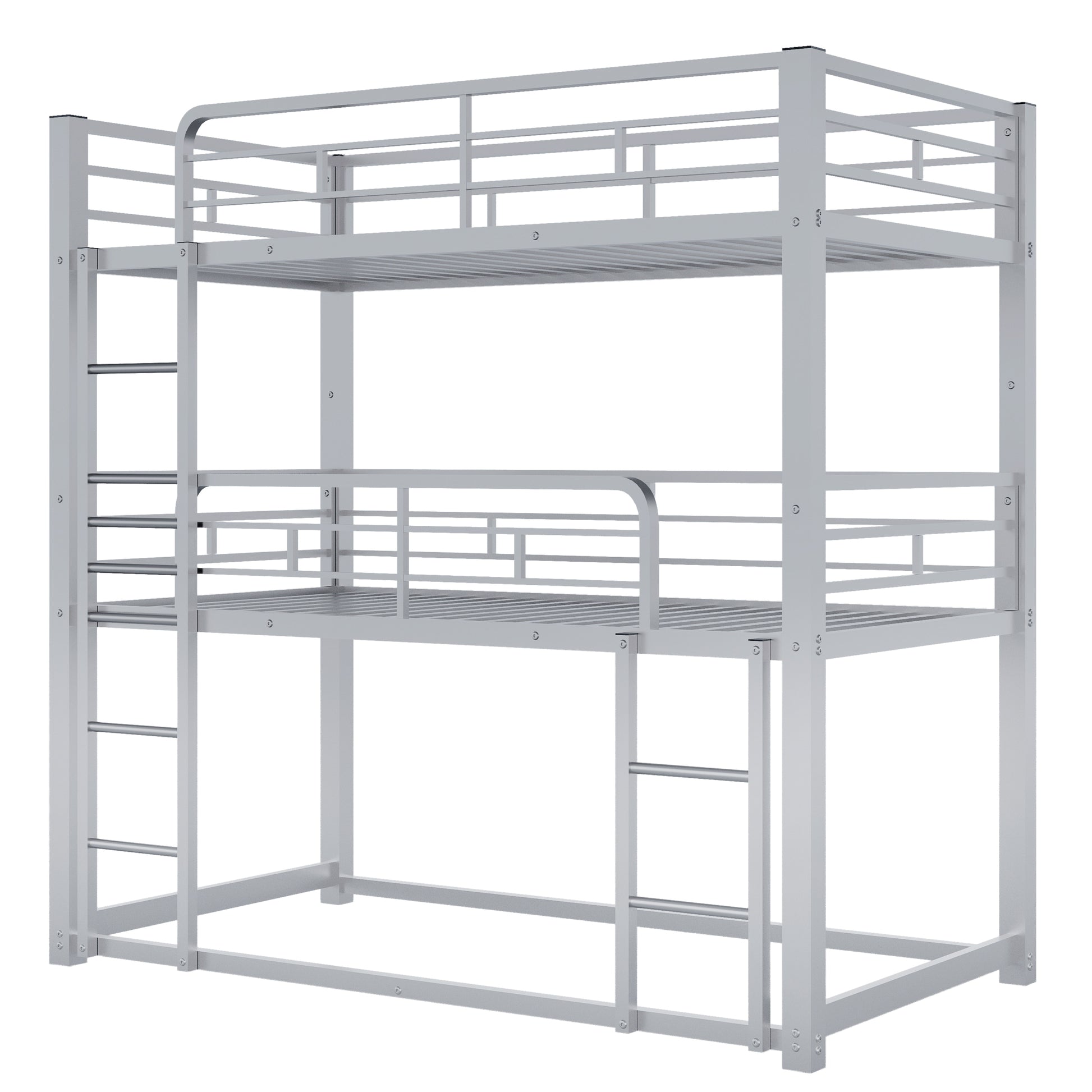 Metal Twin Size Triple Bunk Bed, Silver Old Sku: Sm000230Aan 1 Box Spring Not Required Twin Silver Metal Bedroom Metal