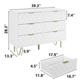 Modern White 6 Drawers For Bedroom, Small Size Wooden Drawers With Gold Handles, Chest Dresser With Deep Drawers For Living Room White Bedroom Mdf