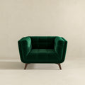 Addison Lounge Chair Dark Green Velvet Brown,Dark Green Brown Velvet Wood Tufted Back Mid Century Modern Foam Solid Wood,Velvet