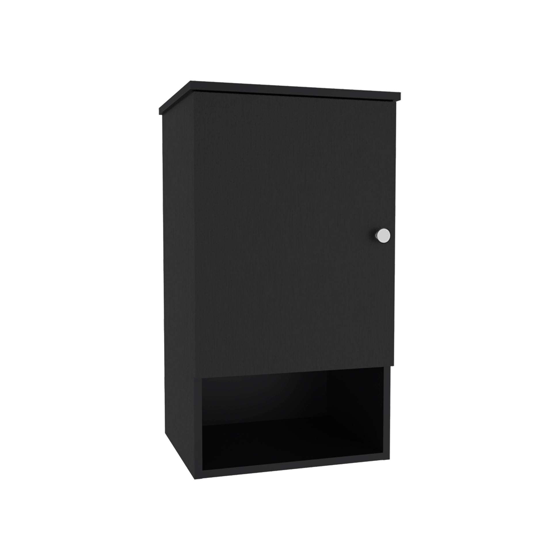 Bathbi 28" Tall Medicine Cabinet With Two Interior Shelves And One Open Shelf Black 1 3 Bathroom Wall Mounted Modern Particle Board