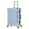 Luggage Sets Expandable Aluminum 20 24 28 Inch Three Model Set, Stylish Suitcase With Aluminum Frame Password Lock, Suitable For Travel Suitcases And Suitcases Antique Blue Contemporary Aluminum