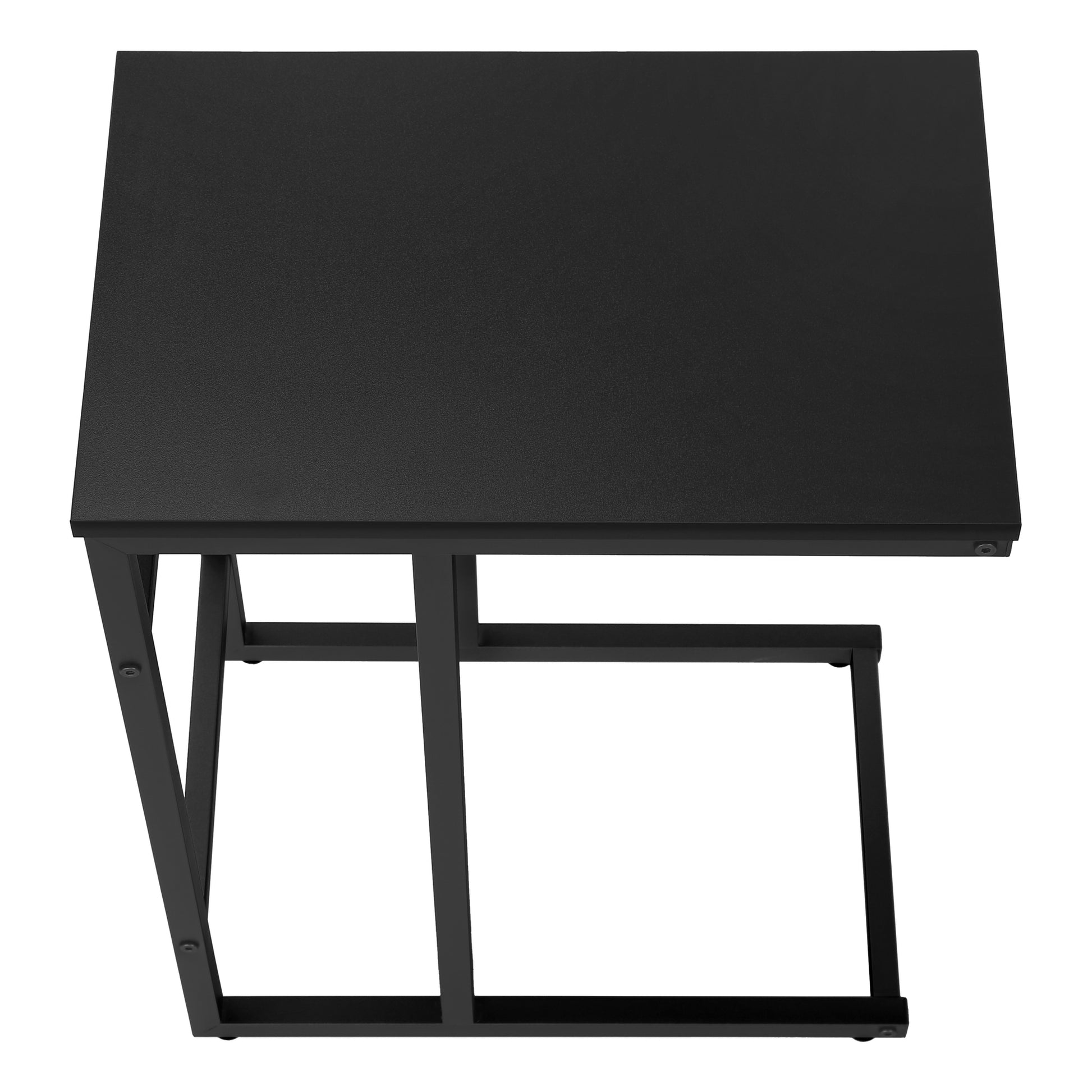 Accent Table, C Shaped, End, Side, Snack, Living Room, Bedroom, Black Laminate, Black Metal, Contemporary, Modern Black Particle Board