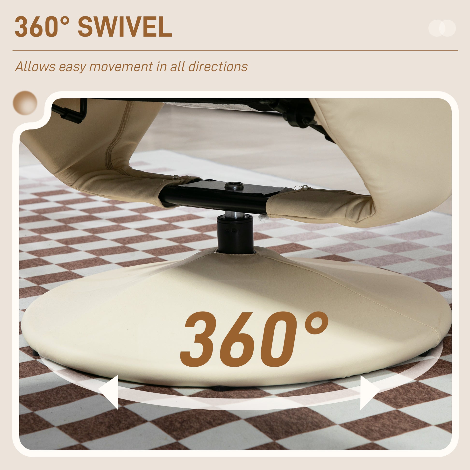 Homcom Swivel Recliner With Ottoman, Pu Leather Reclining Chair With Ottoman, Upholstered Recliner And Footrest With Wrapped Base For Living Room, Bedroom And Home Office, Cream White Cream White Faux Leather