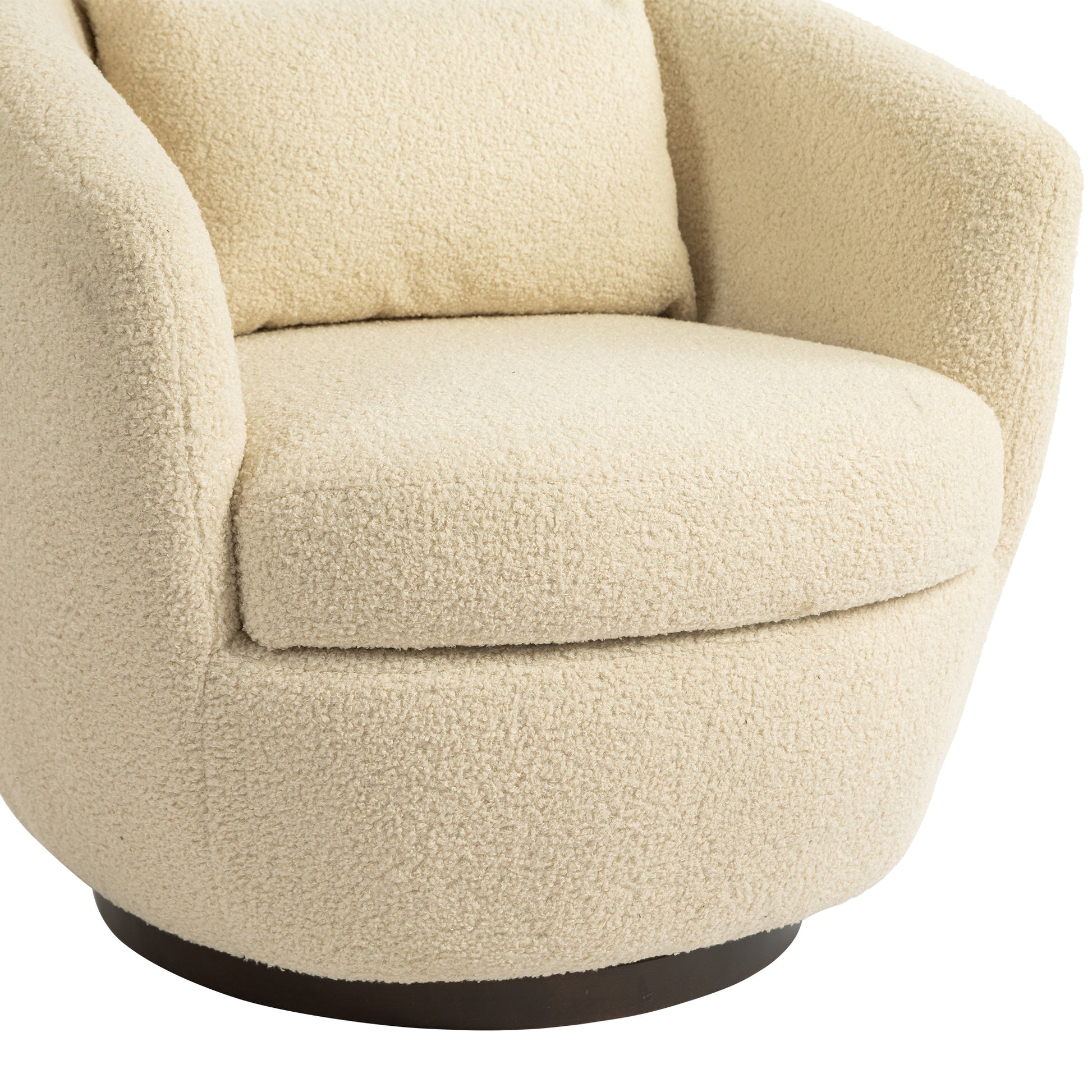 Upholstered Swivel Barrel Armchair With Storage Modern Living Room Side Chair For Bedroom Office Reading Spaces Teddy Fabric Beige Beige Foam Upholstered
